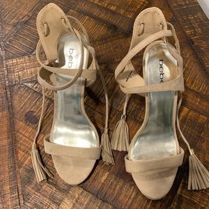 Bebe suede tan heals